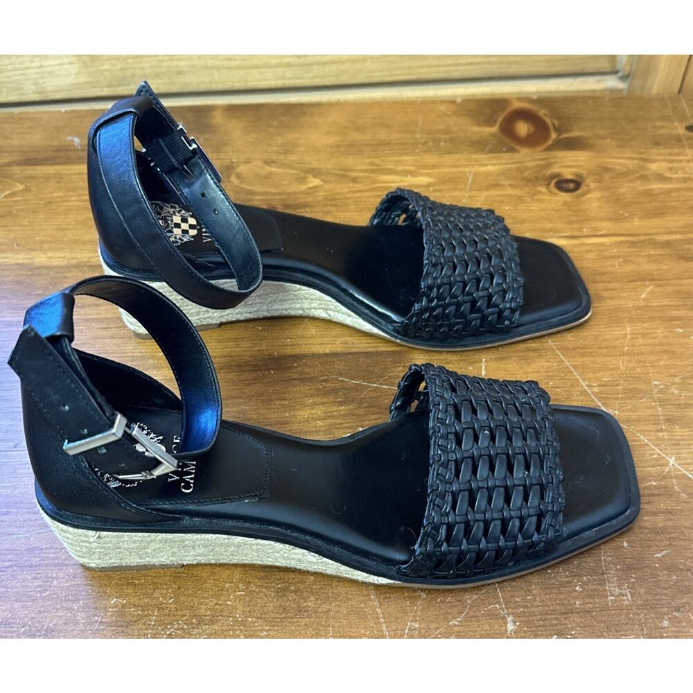 NEW Vince Camuto Bretandi Espadrille Wedge Sandals Women's 9.5 Black Chic - Picture 4 of 10